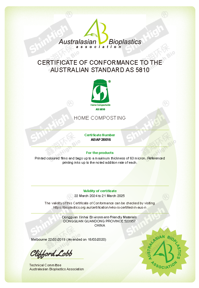 Australasian Bioplastics Association home compostable ABAP 20016